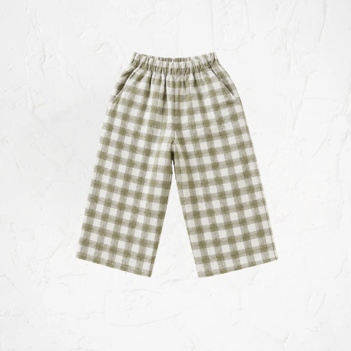 Green Gingham Olive Pants