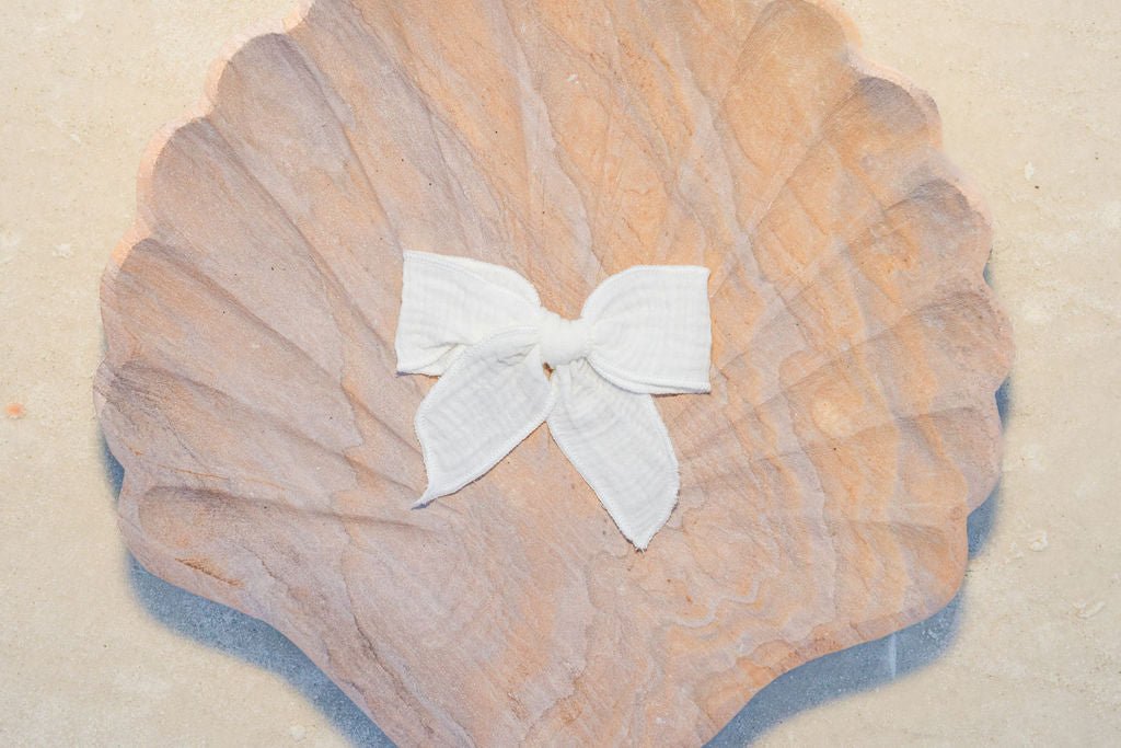 Coconut Cove Muslin Bow Clip